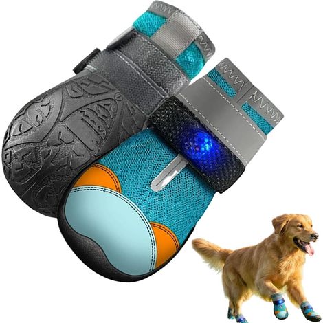 Chaussures lumineuses pour chats Respirantes et Antidérapantes pour Animaux Bottes Qui Brillent pour Pattes pour Promenade , Sécurité en Été, Entraînement sur Sol Chaud (1/5)