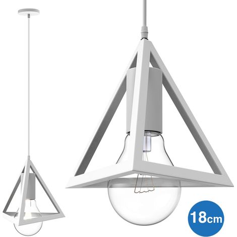Lampadario Lampada Sospensione Piramide 18cm Design Moderno Paralume Bianco (1/4)