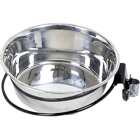 Mangeoire pour chien 1,75 L, inox 21 x 22 x 7 cm, avec support mural