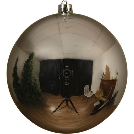 Bruchfeste Outdoor L Weihnachtskugel Silberfarben Ø 14 cm aus Kunststoff