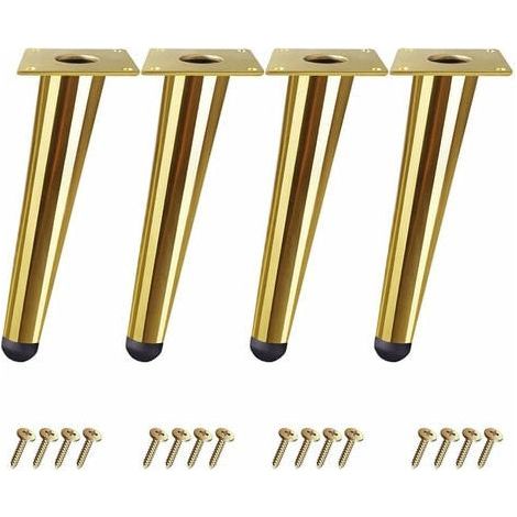 Lot de 4 Pieds de Table de 20cm en Forme de Cône Oblique - Pieds de Meuble pour Lits, Armoires, Chaises - Or, avec Vis (1/5)