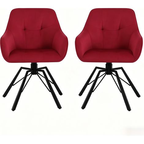 Lot de 2 chaises de salle à manger pivotantes en velours avec dossier doux et structure métallique (1/5)