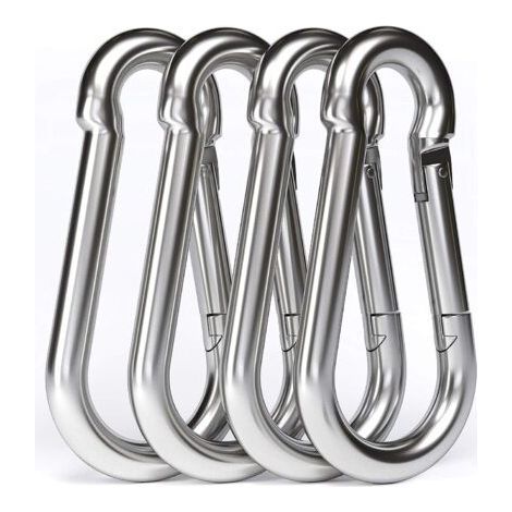 4PCS - M10 304 Stainless Steel Carabiner - Large Stainless Steel Carabiner 100mm Fixing Capacity, Hammock Swing Carabiner Hook - 100mm x φ10 mm (1/5)