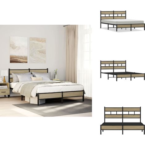 Cadre de lit sans matelas chêne sonoma 150x200 cm - Cadre De Lit - Cadres De Lit - Lit Double - Lit (1/5)