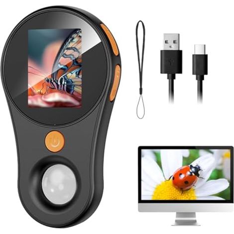 Microscope numérique portable, 500x 2MP HD, loupe de poche USB rechargeable 2 pouces avec 8 LED, pour adultes (Noir)