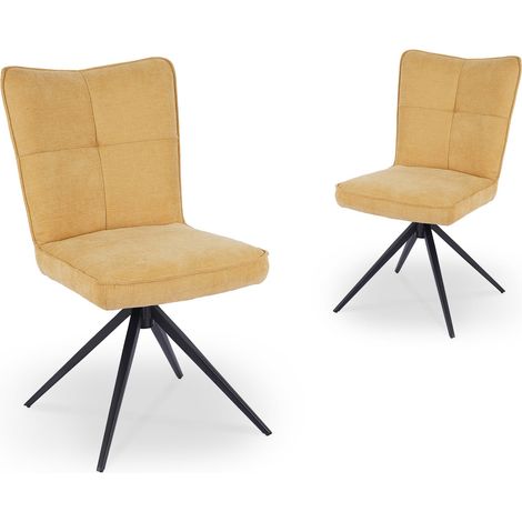 Lot de 2 chaises pivotantes en tissu jaune FELICIE (1/5)