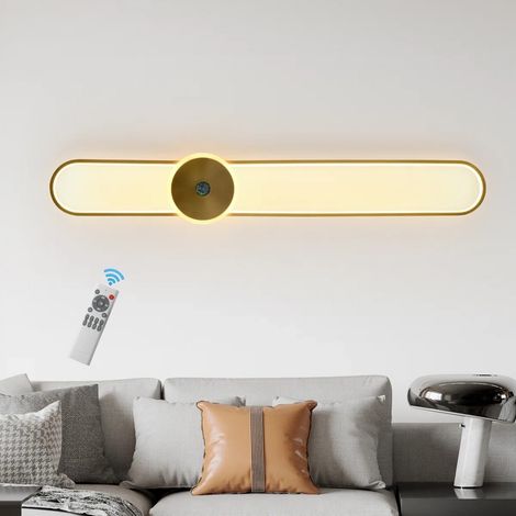 Ganeed Modern Wall Light Gold, LED Wall Lamp Dimmable, Long Wall Lights with Remote Control for Bedroom, Living Room, Hallway