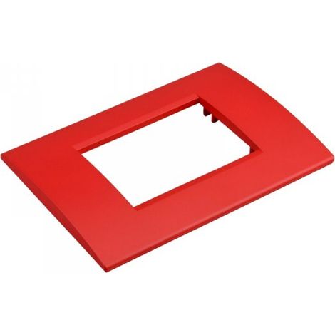 Placca Plastica Quadrata MBL 3M Rosso Compatibile Bticino Living