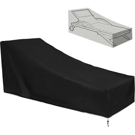 Funda banco 210x75x80/40 cm, Funda impermeable banco Funda protectora resistente intemperie tumbona, Resistente intemperie, Protección UV, Negro (1/5)