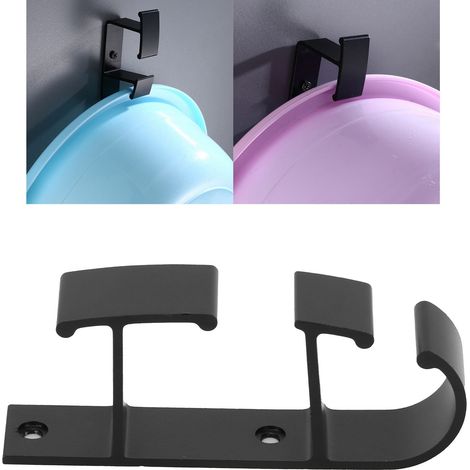 Schwarze, hängende Seifenschale aus Aluminium – Waschbeckenhalter mit Haken fürs Badezimmer (1/5)