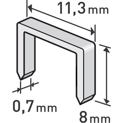 Clips EXTOL PREMIUM, paquete de 1000 unidades, 8 mm, 11,3 x 0,52 x 0,70 mm, 8852502