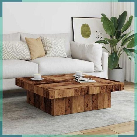 856554 Table basse vieux bois 90x90x28 cm bois d'ingénierie (1/5)