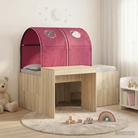 vidaXL Letto con Tunnel 3 pz Rovere Artigianale e Rosso (1/5)