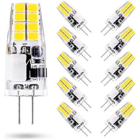 Ampoule LED G4 3W,6000K Blanc Froid,équivalent 35W G4 Ampoule Halogène,AC/DC 12V,300 Lumens,Non Dimmable,Lot de 10 (1/5)