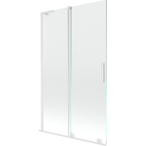 Mexen Velar L paroi de baignoire 2 volets coulissante 110 x 150 cm, transparent, blanc - 896-110-003-01-20 (1/2)