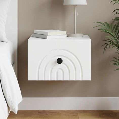 Mobiletto da notte a muro con cassetto Bianco 33 x 34,5 x 20 cm vidaXL (1/5)