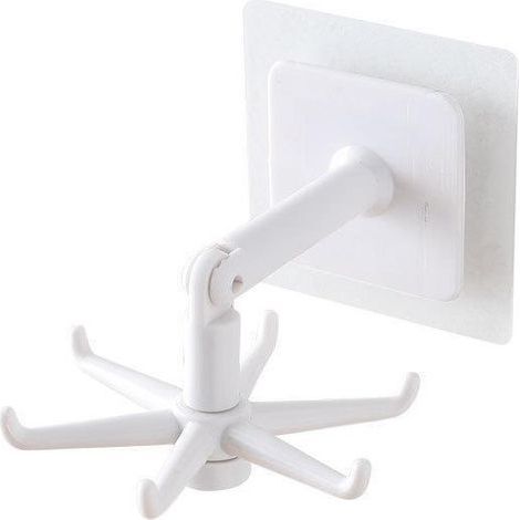 360-degree rotating hook, hole-free hook, self-adhesive hook, rotating storage hook, plug-in hook, White. (1/5)