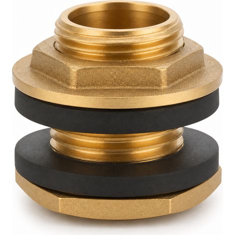 Raccord Traversée en Laiton pour Tuyau Jardin Jaune 4分 (1/5)
