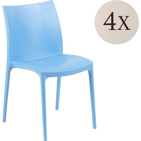 Silla de Exterior Grover, 4 Sillas, Apilable Made in Italy, Soporta 120 kg, Azul