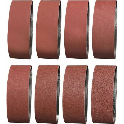 Bande Abrasive 75x533 Mm- Grains 2 X 40/60/80/120/180/240/320/400 Bande De Ponceuse Pour Le Ponçage Gxk51-P, Le Polissage Et Le Dépoussiérage, Idéale Pour Le Bois (16 Pièces) (1/5)