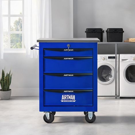 Servante d'atelier coloris noir bleu en acier 62,5 x 34,5 x 78 cm (1/5)