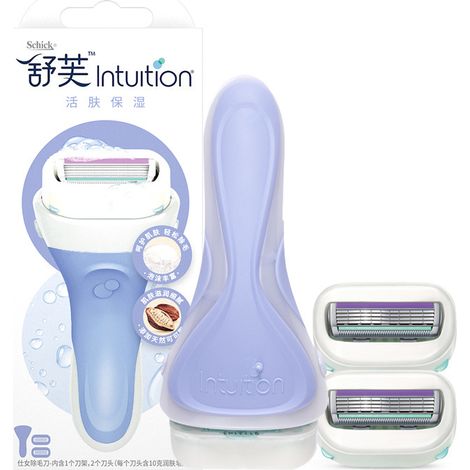Cuchillo de afeitar Schick Comfortable Shufu con cabezal de repuesto y cabezal de jabón grande Intuition (1 soporte para herramientas + 2 cabezales para diferentes grupos musculares). (1/5)