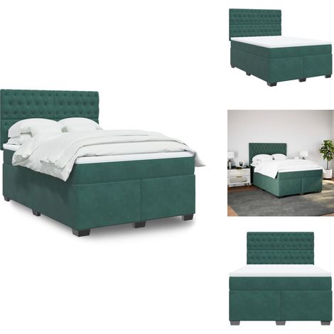Sommier à lattes de lit et matelas Vert foncé 160x200cm Velours - Sommier À Lattes De Lit - Sommiers À Lattes De Lit - Lit - Meuble De Chambre À Coucher (1/5)