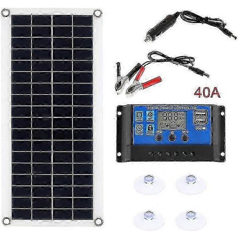 Kit panneau solaire 1000 W avec contrôleur 12 V 10 A-60 A pour recharge extérieure de téléphone, camping-car, voiture et lecteur MP3 (1/5)