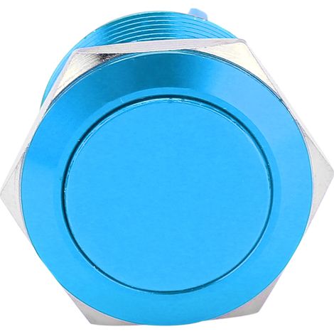 Metall-Druckknopfschalter, Flachkopf, Volloxidation, Selbstrückstellung, Jog-Schraube, Fuß-Leistungssteuerung, 19 mm (Blau) (1/5)