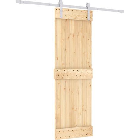 Schiebetür Natürlich und Weiß 70 x 210 cm Massivkiefer vidaXL