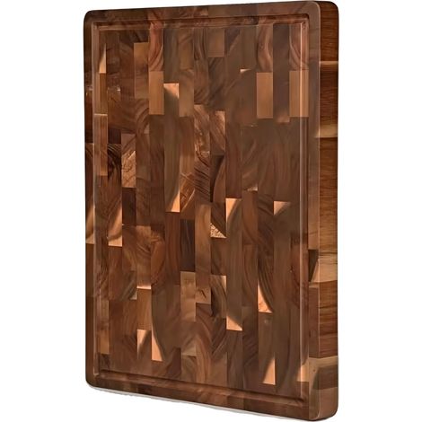 Planche à découper, bois de bout premium, design réversible, Évier35x24x2.5cm (1/2)