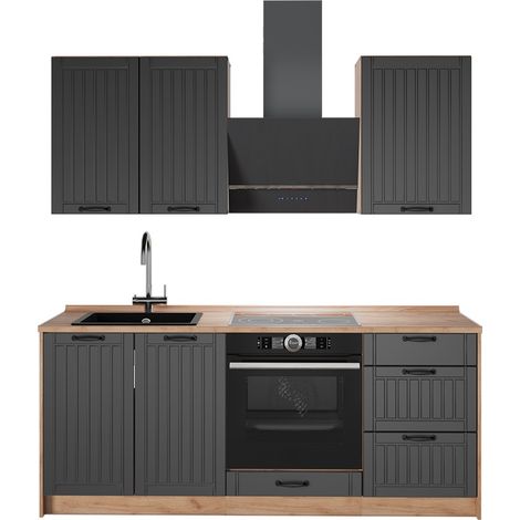 Cucina monoblocco Fame-Line, Grigio scuro/Rovere dorato, 190 cm, PL Rovere, Vicco (1/5)