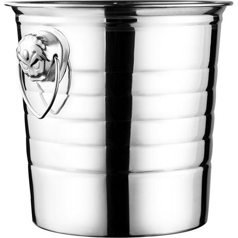 Seau à glace Inox Acier Inoxydable Grande Capacité Poignée Robuste pour Vin Bière Barbecue Fête Camping 19,5cm (1/5)