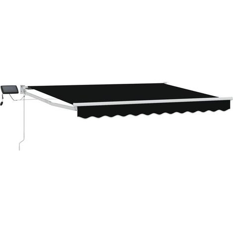 Stores à persiennes rétractables manuellement avec lumières LED, disponibles en noir et blanc, 3 x 2,5 mètres. (1/5)