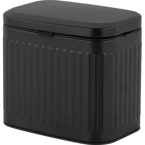 Relaxdays, cubo de basura de pared para cocina, acero inoxidable y PP, negro, 4 L, Al x An x Fondo: 20 x 22 x 15,5 cm