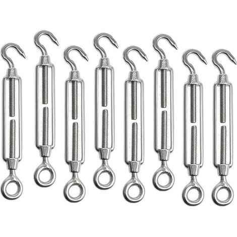 8 pièces M5 Tendeur Cable Tendeur Acier Inoxydable Réglable Tendeur Crochet et œil Acier Inoxydable 304 Tendeur de Fil pour Corde Cable Fil à Linge Jardin Grillage (1/5)