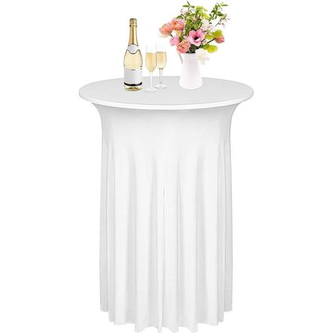 Nappe Ronde de Cocktail Nappes de Fête Lavables et Ajustables Housse en Spandex pour Table Haute de Noël Mariages, Anniversaires, Bars, Restaurants, Maison, Intérieur, Extérieur, (1/5)
