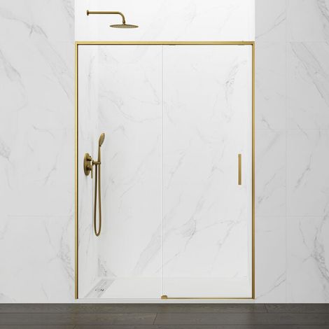 Mampara de ducha frontal 1+1 TWENTY 165 cm cristal transparente perfil oro (1/5)