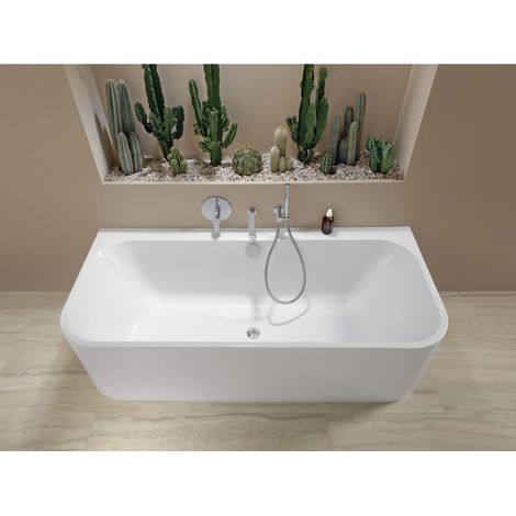 Villeroy & Boch – Baignoire murale Architectura 1700 x 750 mm – Acrylique sanitaire antidérapant – 2 personnes – Blanc Alpin – Installation murale (1/4)