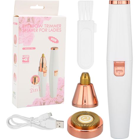 2 en 1 épilateur visage multifonction : rasoir à lèvres sans douleur pour sourcils et poils du visage, tondeuse précise format rouge à lèvres (1/5)