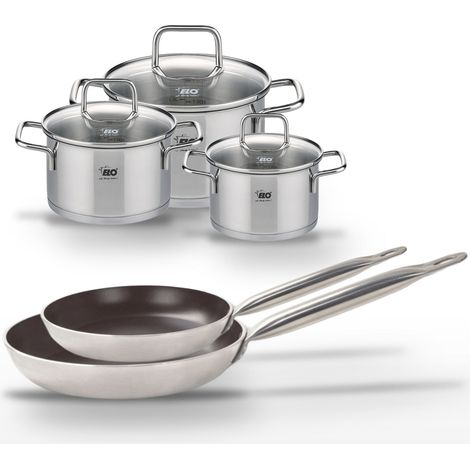 Lot 2 Poêles 28/32 cm & 3 Faitouts 14/16/20 cm Elo Bistro Line (1/4)