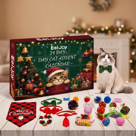 24-tägiges Weihnachtsspielzeug für Kätzchen, interaktiver Spielspaß für Katzen, kleines und tragbares Spielzeug – 1 Set/Box -- BIEMMEDUE (1/5)