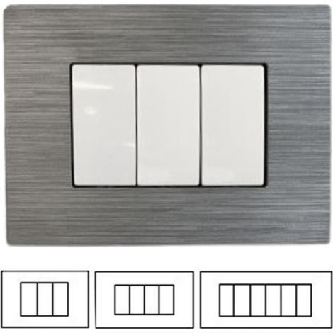 Placca Grigio Chiaro Satinato 3 Posti MATIX Compatibile-3 Posti (1/2)