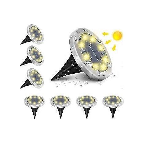 Lumire Solaire Extrieur Jardin Au Sol Extrieur 8 LED 3000K Blanc Chaud Etanche IP65 Spot Solaire Extrieur Chemin Terrasse Cour Spots Solaires Encastra (1/5)