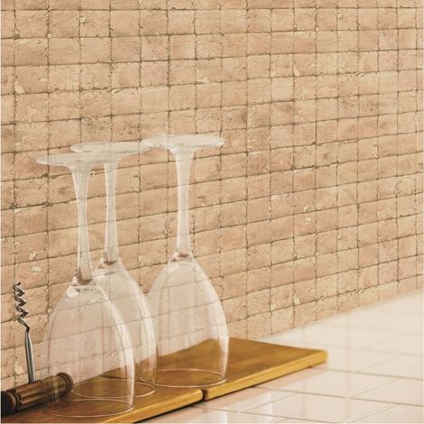Carrelage mural adhésif effet pierre brute – Lot de 4 plaques 26.7x26.7cm – Résistant à la chaleur et à l'humidité – Facile à poser – Thedecofactory (1/3)