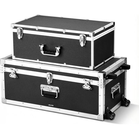 Lot de 2 Malles de Rangement Coffre de Stockage avec Cadenas et Roulettes Noir pour Dortoir Maison et Voyage (1/5)