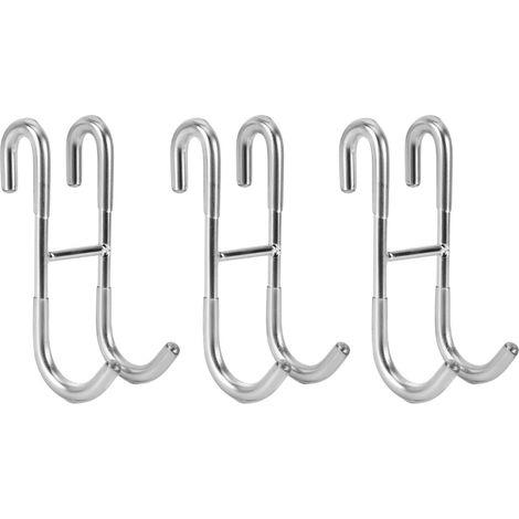 Duschtürhaken (3er-Set), Handtuchhaken für rahmenlose Glastüren im Badezimmer, silber (1/5)
