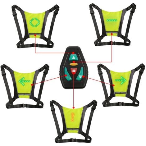 Gilet de Cyclisme Réfléchissant, Réfléchissant Sac à Dos Attachement Clip, Rechargeable USB avec LED Clignotant Télécommande Équipement de Sécurité pour Cyclisme, Course à Pied (1/5)