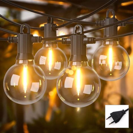 Guirlande Extérieur IP65 7.62m - 12 Ampoules G40 Edison Antichoc - 2700K Lumière Chaude - Noël & Camping - Éclairage Jardin, Terrasse, Balcon (1/5)