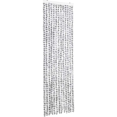 Rideau anti-mouches gris clair et gris foncé 56x200 cm chenille CFW65122 (1/5)